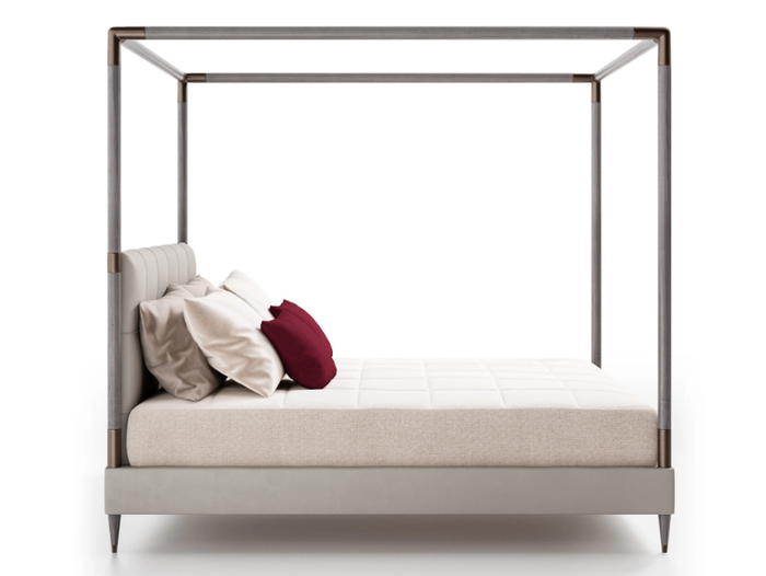 BLUE MOON - Leather and wooden canopy bed _ CPRN HOMOOD